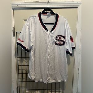 CHICAGO WHITE SOX PROMO JERSEY XFINITY & AMERICAN FLAG GRAPHICS ON SLEEVES